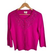 Pink Tokyo Cardigan Rhinestones Knit Size Medium AS IS