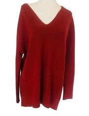 ATHLETA Hanover Refined V-Neck Merino Sweater | Red Women's M Ribbed Fall 2020