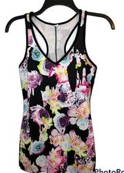 Floral Print V-Neck Athletic Racerback Tank Size XS