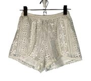 ASTR White Lace Embroidered Floral Scalloped Trim Shorts Women Sz S