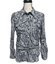 MICHAEL Kors Black & White Paisley Button Down Cotton Shirt Sz Large