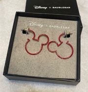 Disney x Baublebar Earring Red Metal Mickey Mouse Outline Jewelry Stud New