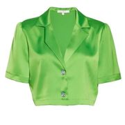 Roxbury Satin Crop Button-Up Shirt