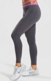 Gymshark  Fit Seamless Leggings in Gray / Pink Logo Waistband