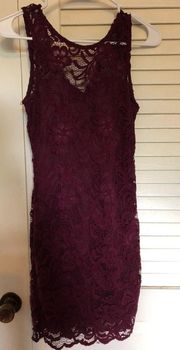 Maroon Lace Bodycon Dress