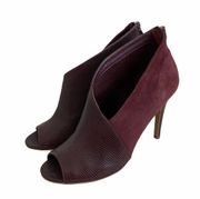 Halogen Harley-Lea High Heel Booties Shoe Burgundy Sz 8.5 M Asymmetrical