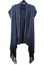 Design History Womens Bohemian Wool Blend Knit Cardigan Sweater with Tassels S
