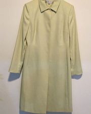 TAHARI Sleek, shimmer, hidden button, pockets, long coat with silky inner lining