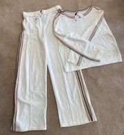 NWT White & Colored Striped Sweatsuit 2 Piece Set