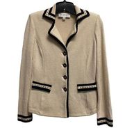 St. John Collection Santana Knit Womens 2 cream studded 4 button jacket cardigan