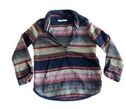 Woolrich 1/4 Zip Poncho Pullover side zip Striped Aztec South Western Outdoors N