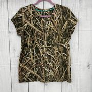 Mossy Oak Shadow Grass Blades LARGE Womens Green Hunting Tee Shirt T-Shirt