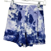 Self-Esteem Purple Blue White Tie Dye Elastic Waist Shorts Small