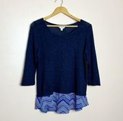 Blue  Mixed Media Sweater Size M EUC