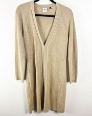 CABI Abbey Road Duster Camel Beige Ribbed Duster Cardigan Sweater, Size Small