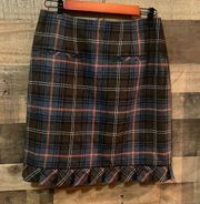 CAbi Plaid Chilly Chantilly Wool Blend Skirt