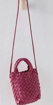 NWOT FREE PEOPLE woven hearts crossbody bag PINK