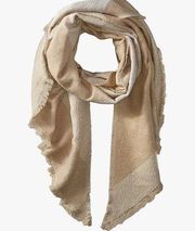 Calvin Klein Women's Boucle Angled Edge Blanket Pattern Scarf Tan