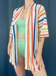 Vintage 70s JC Penney Rainbow Stripe Terry Cloth Robe