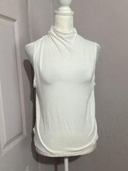 Babaton White Sleeveless Mock Neck Pullover Blouse Small