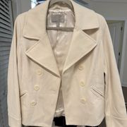 Old Navy Women's Ivory Double Button Breasted Peacoat - M