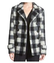 Bailey 44 womens size 6 small plaid wool peacoat jacket winter cold black white