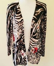 Cache floral animal print cardigan size large