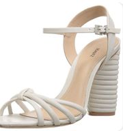 Cream Column Heeled Sandal