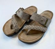 Earth Origins Braided Toe Post Sandals Onida Coco Beige Tan Sz 8 Flip Flop Soft