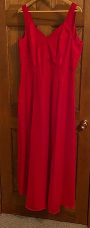 The Red V Neck Sleeveless A-Line Maxi Dress