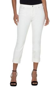 NWT LIVERPOOL X NORDSTROM CHARLIE CROP WIDE ROLLED CUFF JEANS IN BONE WHITE