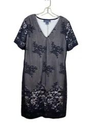 Lane Bryant black lace overlay V neck short sleeve dress women’s size 14/16