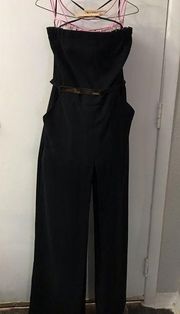 Limited Strapless Black Jumpsuit with Gold Belt Size M