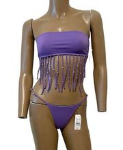 Storm Reid x PacSun beaded fringe cheeky bandeau bikini XS XXS SW 8012