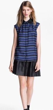 Miss Wu by Jason Wu silk blue black striped blouse