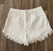 High Waist White Denim Shorts