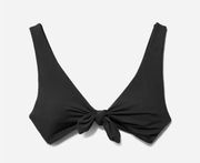 Everlane Womens Black size M Retired ReNew Tie Front Bikini Top Swim Scoop Back