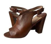 DIANE VON FURSTENBERG Acari I Tan Brown Leather Heels Size 37.5/7.5