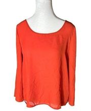 New Look Blouse Backside Button Down Orange Top Size Medium