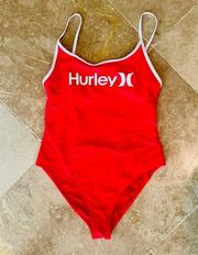 Hurley Caymen Red Logo Pipeline One-Piece Swim