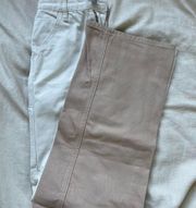 Tan And White Two Tone Split Flare Carpenter Jeans