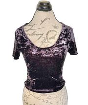 Womens Crop Top Crushed Velvet Short Sleeve Size Medium Y2K 90s