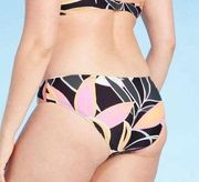 hipster bikini swim bottoms XL tropical floral black Medium coverage