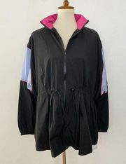 Ten Sixty Sherman Womens Cinched Windbreaker Jacket Zip Up Black L Large