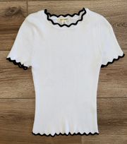 White Scalloped Top