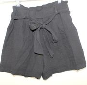 Womans High Waisted With Tie Belt Black Ruffle Top Shorts - Size Small