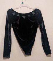 Victoria sport, crushed velvet stars, thong bodysuit, size medium