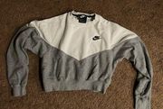 Nike  White and Grey Cropped Crewneck