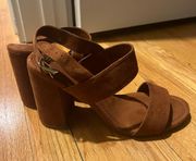 Brown Open-toed Heels