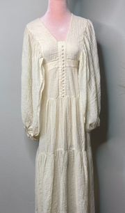 Dress Mila Tiered Midi Dress in Cream Size 2
